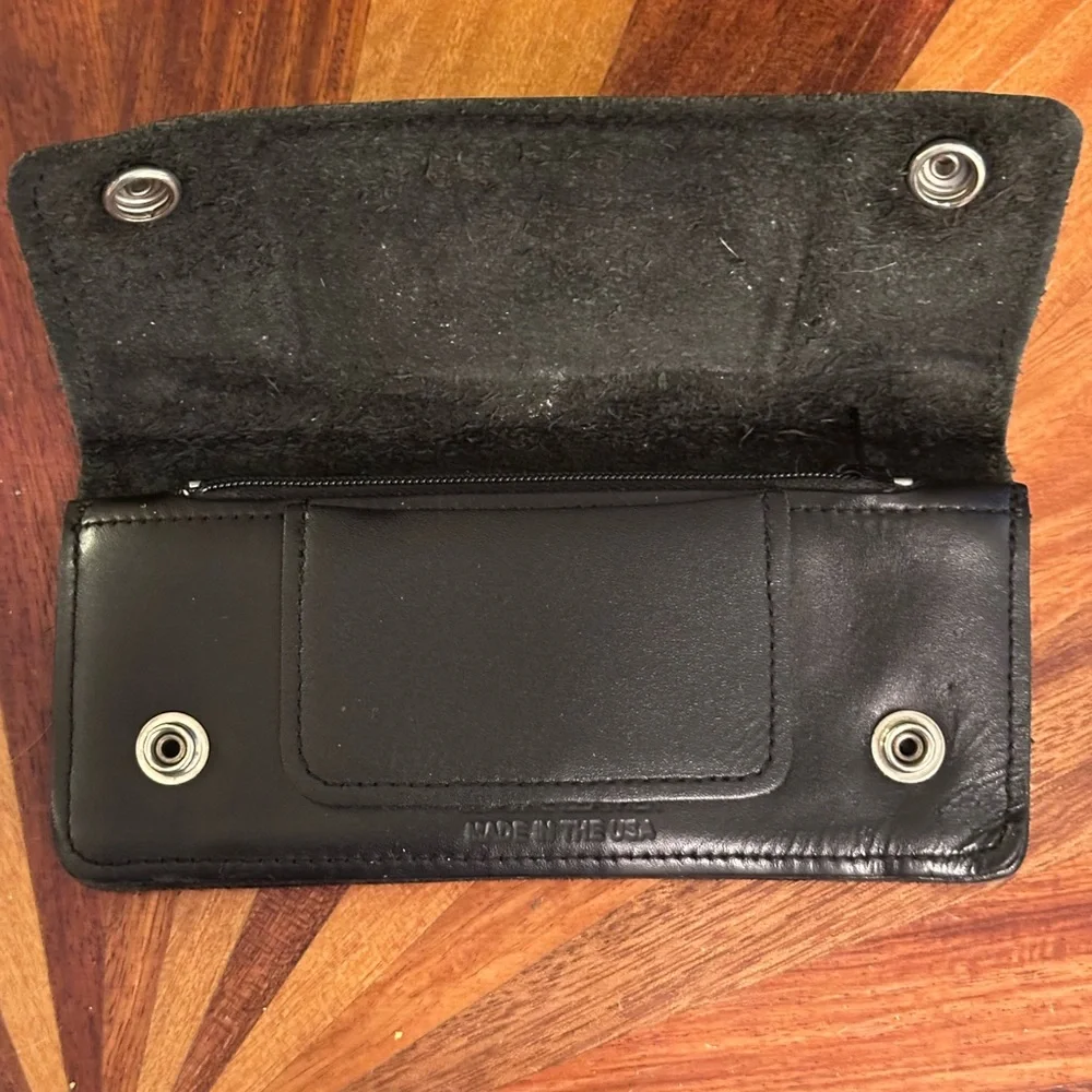 Vintage Black Leather Wallet with Chain USA